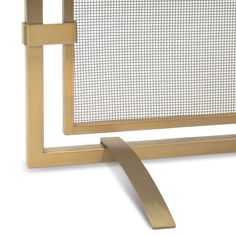 a golden metal frame with a white screen on it's side and a gold handle