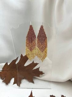 Amber Seed Bead Earrings Autumn Earrings Fringe Beaded - Etsy Ukraine Fringe Beaded Earrings, Autumn Earrings, Colored Earrings, Fall Earrings, Earrings Bohemian, Seed Bead Earrings, Bead Earrings, Seed Bead, Earring Gifts