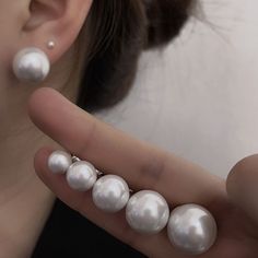 Material: Imitation pearl Fashion Element: Round Style: Fashion OL Pearl White Round Beads Earrings, Pearl White Round Beaded Earrings, Hypoallergenic Round Pearl Earrings For Party, Silver Round Pearl Earrings, Silver Pearl Earrings With Round Beads, Pearl Fashion, Mirror Ball, Watch Necklace, Ring Bracelet