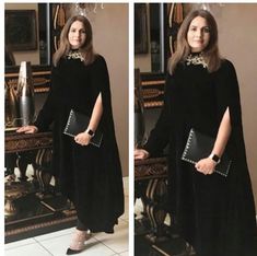 Western Black Dress, Tunics Design, Winter Kaftan, Gown Western, Dress With Pants, Cape Set, Pakistani Formal Dresses, Winter Suits, Velvet Dress Designs