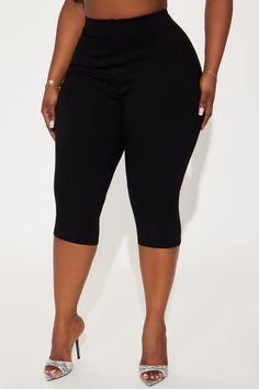 Available In Black. Capri Pant Elastic Waistband Stretch Compression Rib 86% Rayon 14% Spandex Imported | Lena Snatched Capri Pant in Black size 2X by Fashion Nova Neck Crop Top, White Crop Top, New Black, Black Pants, Fashion Nova, Black Fashion, Capri Pants, Capri, Outfit Ideas