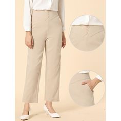 A classic design in solid color adds timeless sophistication to long pants with an easy design. The special button decor with a high waist can match with color blouses and elegant high heels for wearing to work. Pair it with blouses/ tops and casual shoes or elegant high heels for vintage and professional outfits. Button Decor, Elegant High Heels, Business Pants, Chelsea Boots Women, Leg Work, Black Velvet Dress, Straight Trousers, Tweed Dress, Denim Midi Skirt