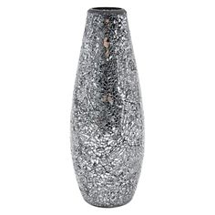 a white vase with silver speckles on the top and bottom, sitting in front of a white background