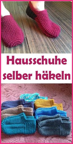 two pictures with the words spa men slippers free crochet pattern