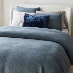 Our TENCEL(TM) Lyocell bedding has a cult following for good reason - its silky, luxe feel comes from botanical fibers that wick away moisture to keep you cool and comfy all night long. Sustainable by nature, it's produced from hardwood forests using a closed-loop process that recycles 99% of water and materials. For this Matelasse Duvet Cover, we combined TENCEL(TM) with soft cotton to create a textural matelasse weave for added strength and a hint of shine. KEY DETAILS Front: 52% cotton, 48% T La Apartment, Stormy Blue, Modern Duvet Covers, Blue Duvet, Stylish Curtains, Organic Cotton Duvet Cover, Quilted Sham, Euro Sham, Soft Bedding