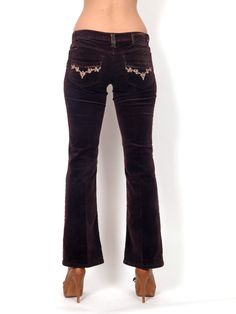 Low-waisted brown pants Brown Bottoms With Hip Pockets, Fall Embroidered Wide Leg Pants, Mid-rise Brown Pants With Hip Pockets, Brown Mid-rise Pants With Hip Pockets, Brown Bottoms With Hip Pockets For Fall, Fall Brown Bottoms With Hip Pockets, Brown Full-length Pants With Hip Pockets, Brown Pants With Hip Pockets, Fitted Brown Bottoms For Festivals