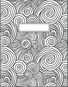 a black and white coloring book with swirls on the cover, which is blank for text