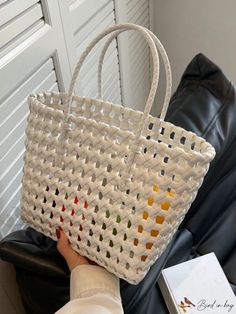 Bird in Bag - Designer Double-Handle Top-Handle Bag White Tote, Evening Clutch, Purse Clutch, Bird In Bag, White Patterns, Straw Bag, Top Handle, Bags Designer, Straw