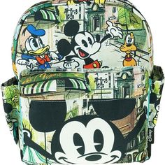 Oversize Print Mickey & Friends 12" Mini Backpack,Durable 600-Denier Polyester Exterior With Full Nylon Interior Lining, Two Side Pockets And From Pocket. Adjustable Soft Shoulder Straps Perfect For Pin Collection. Mickey And His Friends, Pluto, Donald Duck, Daisy And Minnie Mouse All Come Together On This Great Versatile Disney Classic Backpack. Go For An Adventure! Introducing The Disney Pie-Eyed Mickey And Friends 12" Oversize Canvas Print Backpack! Crafted For Durability In M Ind With A 600- Fun Multicolor Bag With Character Print, Multicolor Backpack For Theme Park, Disney Multicolor Backpack For Theme Park, Multicolor Disney Backpack For Theme Park, Themed Multicolor Backpack For Theme Park, Cute Multicolor Backpack For Disney Trips, Multicolor Disney Standard Backpack, Multicolor Character Print Travel Bag, Multicolor Character Print Backpack