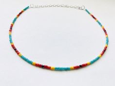 Sunset necklace seed bead choker summer jewelry sunrise | Etsy Red Beaded Choker Necklace For Summer, Red Tiny Beads Necklace For Summer, Southwestern Beaded Jewelry For Beach, Bohemian Yellow Single Strand Beaded Necklace, Yellow Bohemian Single Strand Beaded Necklace, Colorful Tiny Beads Jewelry For Festivals, Colorful Tiny Beads Jewelry For Festival, Multicolor Spacer Beads Jewelry For Summer, Bohemian Rainbow Choker As A Gift