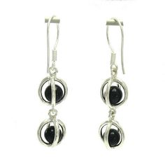 Sterling silver earrings 925/1000, with 6mm round black onyx. Stamped 925. Approximate weight 5.7grams. Length 3.0cm (1.2 inches), width 1.0cm (0.4 nches). All our jewels are made from solid sterling silver 925/1000 and are carefully crafted by hand in our family workshop. We dispatch your orders in 5 working days, worldwide and the postage is $5. We ship registered priority mail. Please allow 5-7 working days for delivery in Europe and 10-15 working days outside Europe. For any questions - plea Black Hallmarked Drop Earrings, Nickel-free Silver Onyx Earrings, Pierced Onyx Round Jewelry, Silver Onyx Earrings For Formal Occasions, Round Onyx Pierced Earrings, Round Onyx Earrings, Black Onyx, Priority Mail, Silver 925