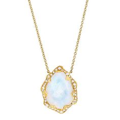 Queen Water Drop Moonstone Necklace with Full Pavé Diamond Halo Halo Necklace, Gemstone Meanings, Ruby Sapphire, Moonstone Necklace, Aquamarine Blue, Diamond Halo, Water Drop, White Diamonds, Halo Diamond