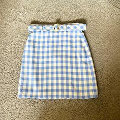 New With Tags! Preppy Blue Skirt For Spring, Chic Skirt For Spring Picnic, Chic Spring Picnic Skirt, Preppy Gingham Skirt For Spring, Chic Gingham Skirt For Work, Spring Plaid Chic Skirt, Gingham Mini Skirt For Day Out, Chic Plaid Skirt For Spring, Spring Gingham Skirt In Preppy Style