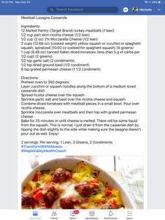 an image of a recipe on the facebook page for cooking with meatballs and cheeses