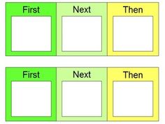 the first next and then words are shown in green, yellow and blue squares with white letters