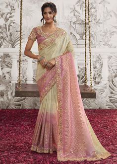 This free flowing saree gives you a charming and elegant look on drape. Simple, classy and comfortable for any wedding and festive. --------------------------------- S A R E E ● D E T A I L S --------------------------------- ● Fall and Edging : Done ● Tassel : See in Option ● Petticoat : On request Extra Charges ● Drapping Saree (Ready to wear) : On Request Extra Charges ● Blouse : Matching Unstitched Piece (See in option) ● Occasion : Wedding, Party, Festive, Function ● Type: Bollywood ● Includes : 1 Saree, 1 Blouse Piece ● Saree length : 5.5 meter ● Blouse piece : 0.8 meter ● Wash Instruction:- Dry Clean Only Premium quality Product with Fine Finishing 🎁      Gift for Women This lovely Organza Silk Saree makes for a fantastic gift for your special and loved ones on their special day or Bollywood Style Floor-length Saree With Pallu, Reception Georgette Saree With Self Design, Art Silk Saree For Reception During Navratri, Bollywood Style Floor-length Saree With Self Design, Semi-stitched Self Design Saree For Reception, Pink Chinon Pre-draped Saree For Navratri, Fitted Reception Saree With Zari Weaving, Pink Zari Weaving Pre-draped Saree For Wedding, Pink Chanderi Saree For Wedding