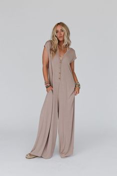 Daphne Jumpsuit - Mocha | Three Bird Nest Cheap Cotton Long Sleeve Jumpsuits And Rompers, Spring Fits Jumpsuits & Rompers, Wide Leg Jumpsuit With Duster, Cheap Relaxed Fit Long Sleeve Jumpsuits And Rompers, Pant Romper With Sweater, Dolman Sweater Over Jumpsuit, Maternity Clothes Jumpsuits & Rompers, Fall Pant Romper, Fall Jumpsuits & Rompers