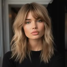 Medium Length Haircut With Bangs Fine Hair, Curtain Fringe Bangs Medium Hair, Midi Hair With Bangs, Medium Length Razored Haircut, Bangs 2024 Hairstyles, Shaggy Shoulder Length Hair With Bangs, Short Layers Long Hair With Bangs, Mom Cut With Bangs, Medium Hair With Fringe