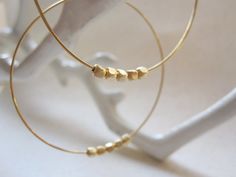 Large Gold Plated Hoops, 5 Gold Plated Beads, Hoop Earrings, Also in Silver on Etsy, $14.00 Gold Hoops Earrings, Turquoise Hoop Earrings, Budget Ideas, Jewelry Staples, Big Hoop Earrings, Beaded Wrap Bracelets, Bridal Gold Jewellery Designs, Hoops Earrings, Large Hoop Earrings