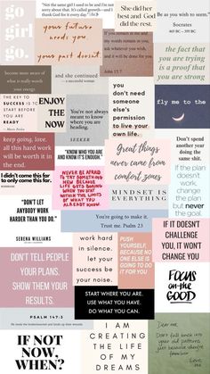 a collage of different types of words and phrases with the same phrase on them