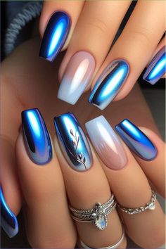 Jamberry Thanksgiving - Gobble Gobble - Half Sheet Miami Vice Nails Ideas, Beach Nails Chrome, Chrome Blue Nails Designs, Summer Chrome Nails 2024, Nails With Chrome Design, Novelty Nails, Chrome Summer Nails, Chrome Nail Design, Elegant Touch Nails