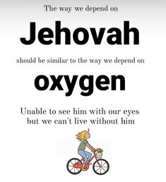 a woman riding a bike with the words jehovah oxygen on it