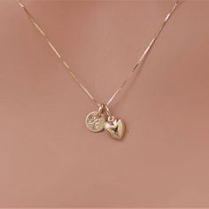 14k Gold Initial and Puff Heart Necklace . This is a super, super cute necklace. It's is very simple and perfect with any outfit . This beautiful necklace consists of... -6.4 mm 14k solid Initial disc, -11mm 14k gold puff heart  pendent , -14k Solid gold chain , -Come up with beautiful ribbon gift box and -One set of Care instruction package . MORE SOLID GOLD AND DIAMOND JEWELRY  https://www.etsy.com/shop/rainbowearring1?ref=listing-shop-header-item-count§ion_id=22350831 ADD 14k Real Gold Chain Expecting Mother Gifts, Heart Pendent, Tiny Heart Necklace, Real Gold Chains, Valentine Gift For Wife, South San Francisco, Gift For Mothers Day, Solid Gold Necklace, Solid Gold Chains