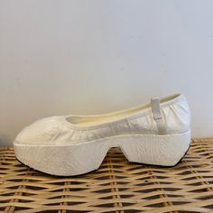 Beautiful Fabric Clogs, Never Worn. Size 37. Sold Out Everywhere. White Slip-on Heels With Rubber Sole, Spring Closed Toe Clogs With Sculpted Heel, Cream Round Toe Clogs For Spring, Elegant Platform Clogs For Spring, Cream Closed Toe Clogs With Removable Insole, White Clogs With Textured Sole And Round Toe, Chic White Clogs With Round Toe, Elegant Platform Closed Toe Clogs, Formal Spring Clogs With Round Toe