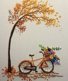 a bicycle with flowers and leaves on it