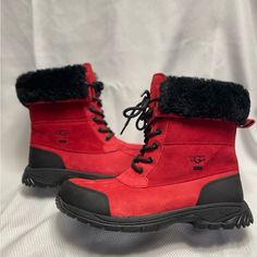 Ugg Men's Butte Snow Boots Vibram Waterproof Red Leather Black Men's Size 11 Leather Snow Boots, Mens Uggs, Ugg Shoes, Snow Boots, Red Leather, Black Men, Men's Shoes, Black And Red, Shoe Boots