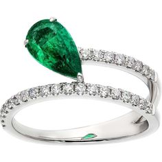 The Primavera Wrap Ring by Ruchi New York is the perfect addition to any jewelry collection. This stunning piece features a single emerald wrapped elegantly around the finger, complemented by 0.31 carats of dazzling diamonds. The design is simple yet sophisticated, making it ideal for stacking with other rings or wearing alone as a statement piece. The green of the emerald is reminiscent of the first leaf of spring, bringing a touch of freshness and renewal to any outfit. Crafted with care by Ru Elegant Green Diamond Ring With Brilliant Cut, Elegant Green Diamond Ring With Accents, Elegant Green Diamond Ring With Diamond Accents, Elegant Solitaire Emerald Ring, Elegant Green Emerald Ring With Pave Setting, Elegant Solitaire Diamond Ring For May Birthstone, Elegant White Gold Emerald Ring With Tension Setting, Elegant May Birthstone Jewelry With Tension Setting, Fine Jewelry Emerald Ring With Tension Setting