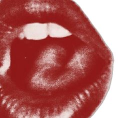 an open mouth with red lipstick on it