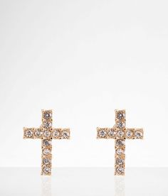 "Boutique By BKE Dainty Cross Earring - Gold , Women's Gold Rhinestone stud earring Length measures 1/2". Apparel & Accessories" Cross Earring, Western Outfits Women, Earring Gold, Earring For Women, The Boutique, Cross Earrings, Rhinestone Studs, Gold Rhinestone, Boutique Jewelry