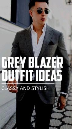 Blazer Outfit For Men, Dark Grey Blazer Outfit, Blazer Outfits For Men, Grey Blazers, Grey Blazer Outfit, Dark Grey Blazer, Classy Wear, Formal Men, Different Ideas