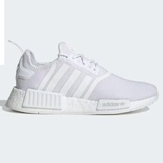 Adidas White Sneakers, Brand New With Tag & Box. Size 9.5 Send Any Other Offers! Addidas Nmd, Womens Nmd R1, Adidas White Sneakers, Color Cloud, Crafts From Recycled Materials, Adidas Nmd R1, Nmd R1, White Cloud, Adidas White