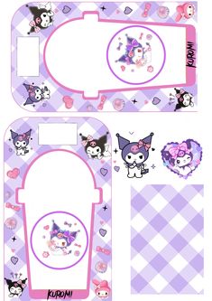 an image of a set of stickers with cats and hearts on the front, back and