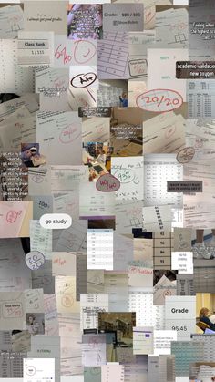 a collage of many different papers with writing on them