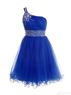 One Shoulder Short Royal Blue Cocktail Dress with Blue Embellished Dress For Pageant, Blue Evening Dress With Rhinestones For Prom, Blue Rhinestone Evening Dress For Prom, Blue Rhinestone Dresses For Prom, Royal Blue Embellished Dress For Homecoming, Embellished Royal Blue Dress For Homecoming, Embellished Royal Blue Homecoming Dress, Embellished Royal Blue Prom Dress, Blue Rhinestone Homecoming Dress