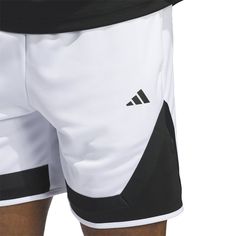 Practice in comfort and style in the adidas Pro Block Basketball Men's Shorts. When you're done with practice, you won't even need to change because these shorts can go from court to street in no time. Plus, the spacious legroom means you can have room to move no matter what you're doing. Elastic waistband. Roomy legs. adidas-branded. Machine washable. Side zip pockets. AEROREADY. Color options: white/black, black, scarlet/black. Soccer Shop, White Kicks, Adidas Brand, Backpack Sport, Basketball Shorts, Shoe Care, Work Boots, Dress With Boots, No Time