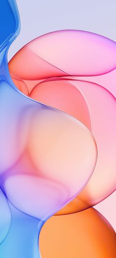 an abstract image of multiple colored shapes in blue, pink, and orange colors on a white background