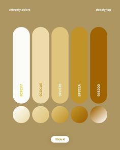 the color scheme for different shades of gold and white, with text that reads golden