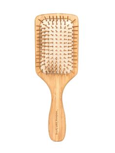 Our bamboo hair brush is a zero waste alternative to hair brushes made with synthetic materials. It has a natural and luxurious feel, and functions exactly like conventional hair brushes. Brush pins are pure bamboo. Cushion base is natural rubber. Bamboo handle has a beeswax finish. Compostable packaging made from paper only. The Bamboo Hair Brush is resistant to water damage. However, excessive water exposure should be avoided. If the brush becomes wet, we recommend using a towel to wipe it dry. When properly cared for, this hair brush can last for decades.This hair brush is 9.75 in/25 cm tall and 3.25 in/8.5 cm wide.Additional Information Weight 0.4 lbs Dimensions 11 × 4 × 2 in Christmas Wishlist For Teens, Bamboo Hairbrush, Bamboo Hair Brush, Bamboo Brush, Hair Brushes, Sustainable Products, Compostable Packaging, Synthetic Materials, Bamboo Handles