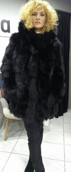 NEW,Real and Natural FLUFFY Hooded BLACK Fox Fur Coat!A perfect winter Coat! Super soft,warm and in the best quality! Hood full of fur! Order it with zipper as well. Order it shorter or longer! Order Any color. Pictures are private property. Made from the best fur experts! We take orders in any size,color of model! Wholesale- retail. No returns accepted. Luxury Fitted Black Fur Coat, Luxury Black Sheepskin Fur Coat, Black Luxury Faux Fur Outerwear, Luxury Black Fluffy Fur Coat, Hooded Mink-colored Faux Fur Outerwear, Fox Fur Coat, Fox Fur, Winter Coat, Fox