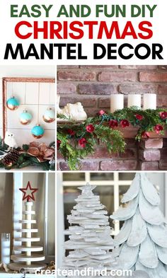 DIY Christmas mantel decor and fireplace decorations including garland. Diy Christmas Mantel Decor, Diy Christmas Mantel, Christmas Mantel Decorations, Christmas Mantels, Fun Diys, Christmas Diy, Christmas