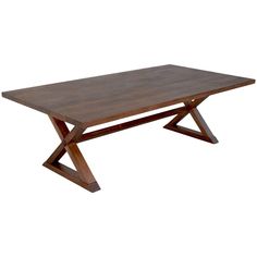 a wooden table sitting on top of a white background