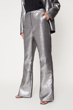 Slip on your new favourite trousers; whether you're into trendy flares, smart ankle-grazers or sleek wide-legs, we're sure you'll find exactly what you're looking for here. Designed in a range of luxe fabrics, classic silhouettes and a wide array of colourways to suit your every need. Style: Sparkle Jacquard Straight Leg Trouser.  Ideal for: Occasion.  Fit: Straight.  Model wears size UK 10 and is 5' 9" tall. Lace Wedding Guest Dress, Evening Trousers, Lilac Bridesmaid Dresses, Going Out Trousers, Flare Legging, Petite Jumpsuit, Sequin Outfit, Flared Leggings, Petite Coat