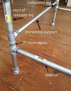 the parts of a metal bed frame are labeled