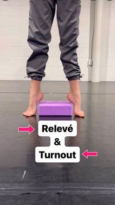 a person standing on top of a purple object with words below it that read reflex & turnout