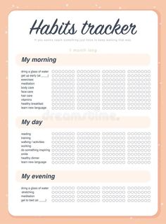 a printable habit tracker with the words habit tracker on it