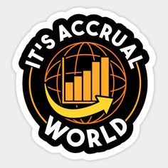 it's accrual world sticker with an arrow pointing to the bottom